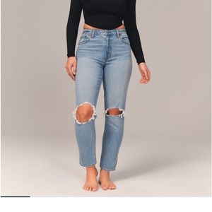 abercrombie high rise curve love mom jeans